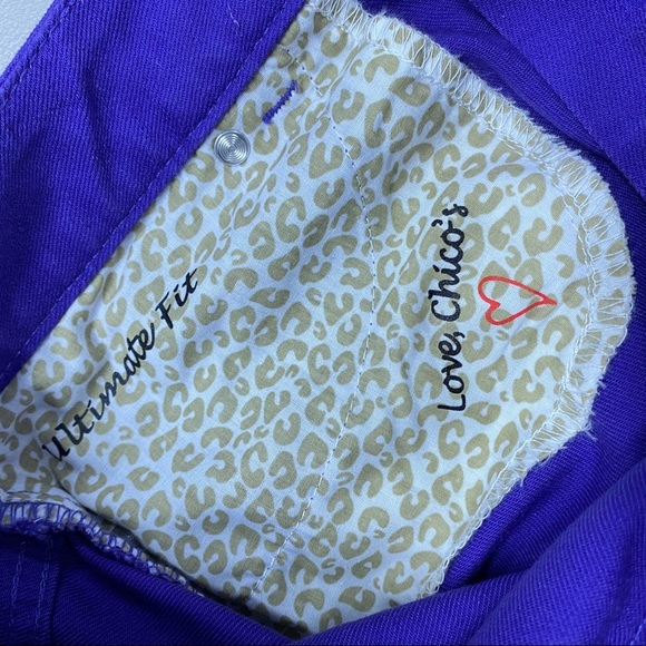 Chico's Platinum Denim Wide Cuff Crop Capri Purple - Picture 6 of 8